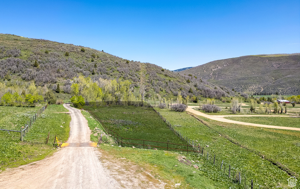 Mountain view featuring rural landscape
