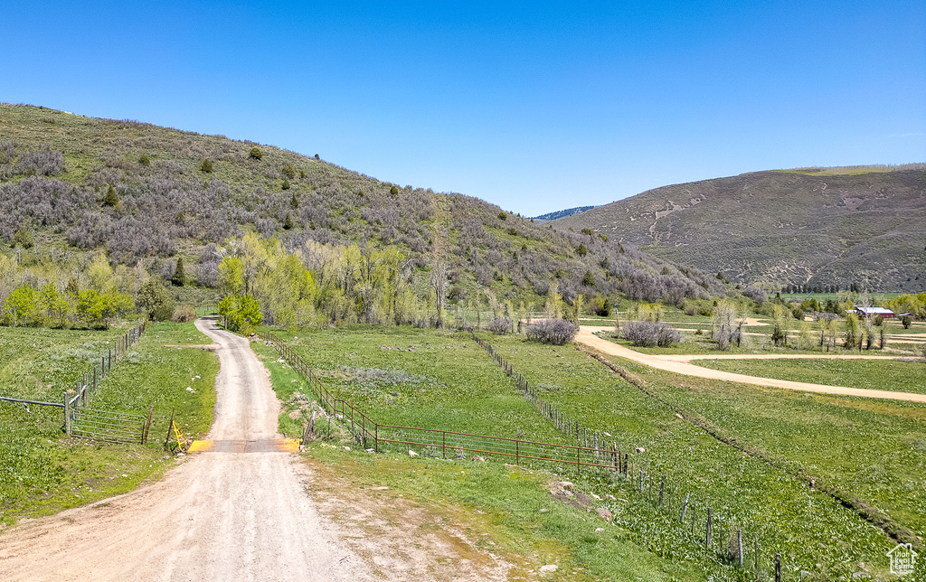 Mountain view with rural landscape