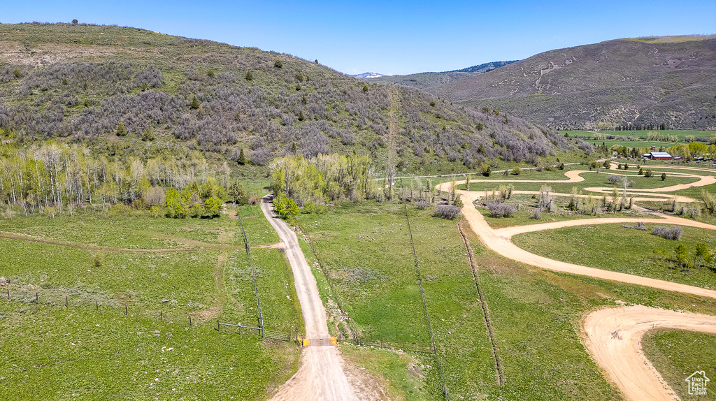 Mountain view with rural landscape
