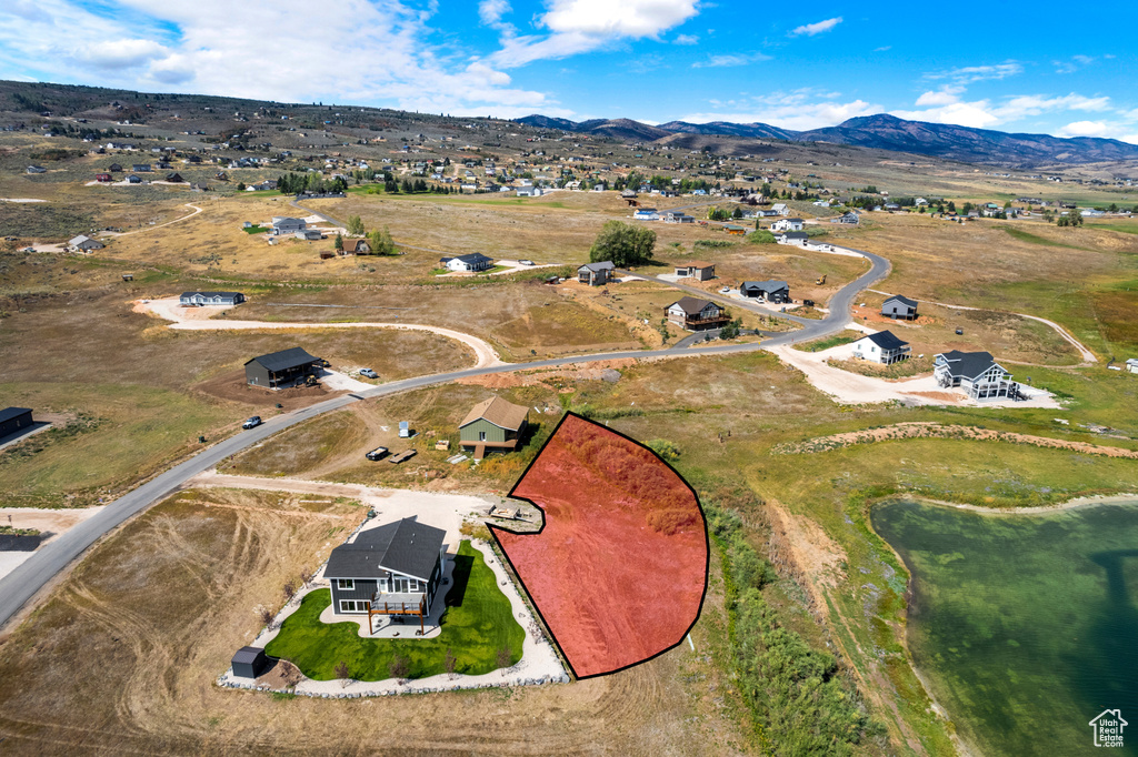 Aerial view of a mountainous background