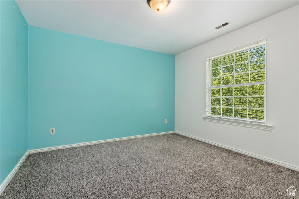 Carpeted empty room with healthy amount of natural light and baseboards