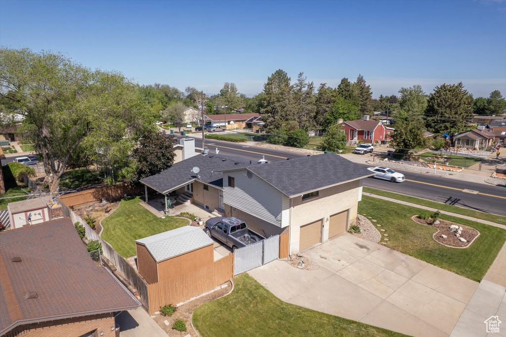 Aerial perspective of suburban area