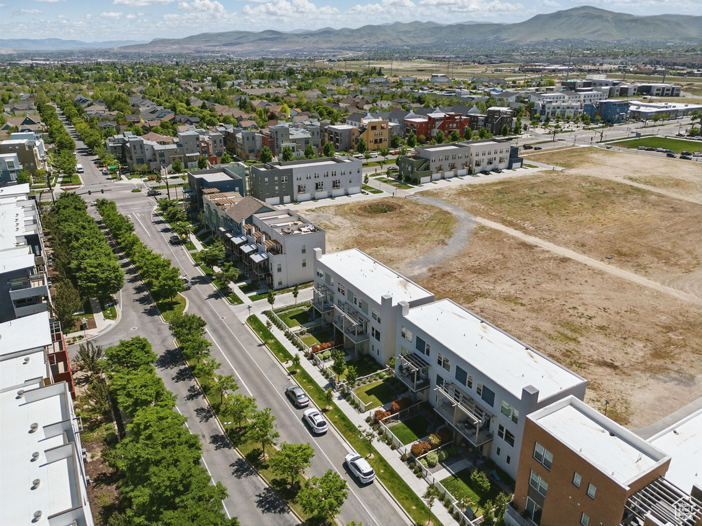 Drone / aerial view of a mountain backdrop