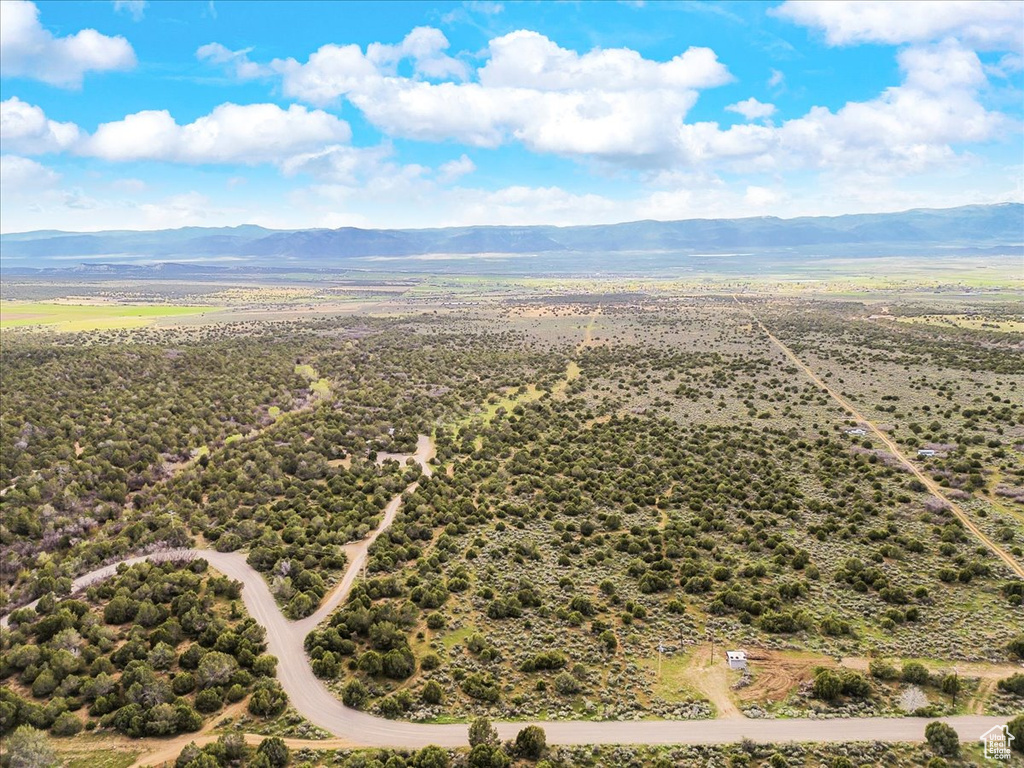 Drone / aerial view of a mountainous background