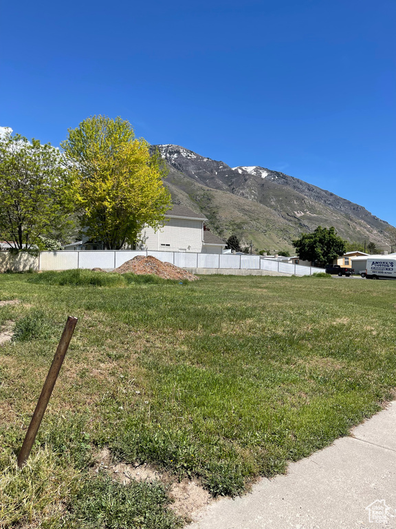 View of yard with a mountain view