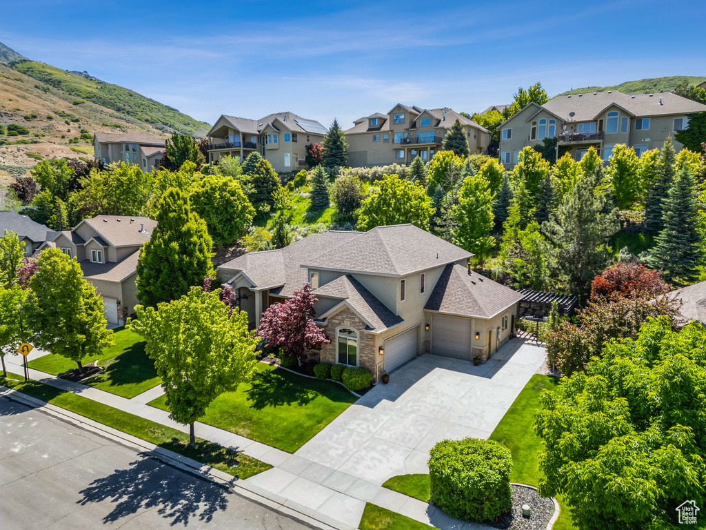 Aerial perspective of suburban area