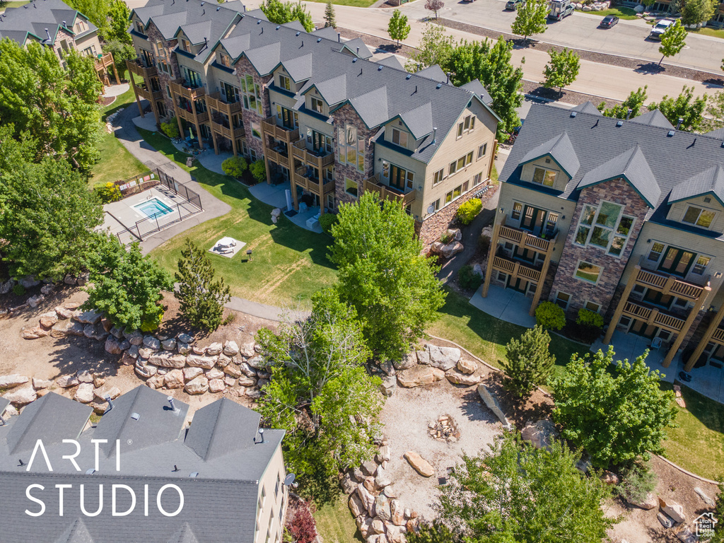 Aerial perspective of suburban area