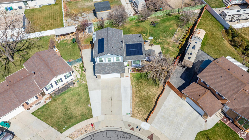 Aerial perspective of suburban area