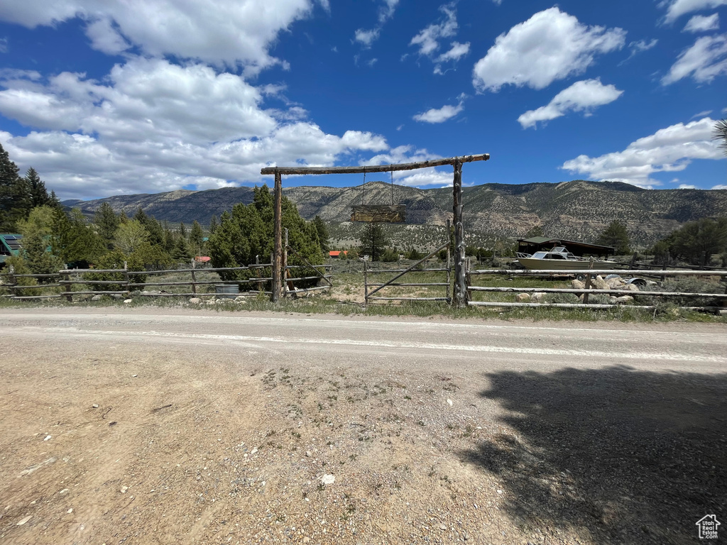 View of mountain background with rural landscape