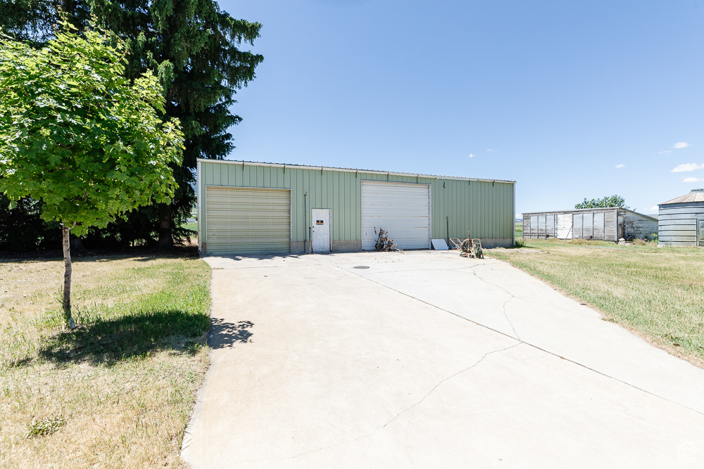View of detached garage