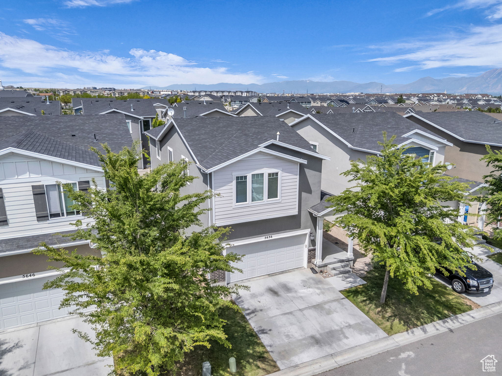 Aerial perspective of suburban area