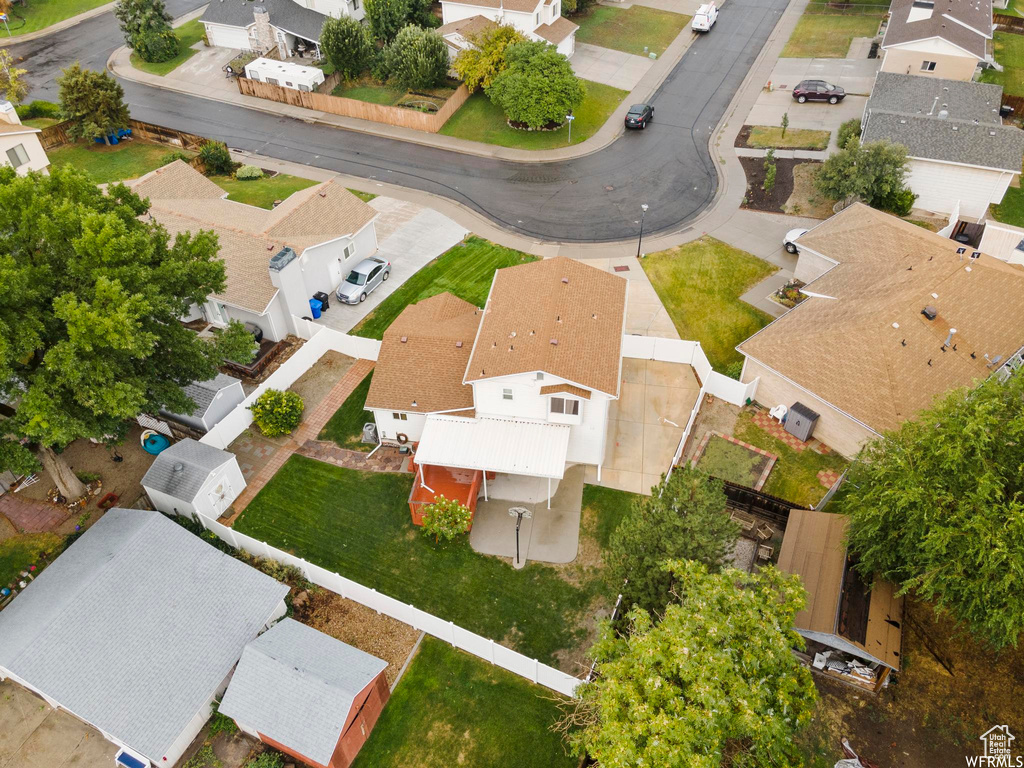 Aerial perspective of suburban area
