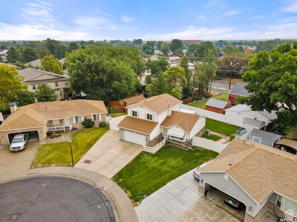 Aerial perspective of suburban area