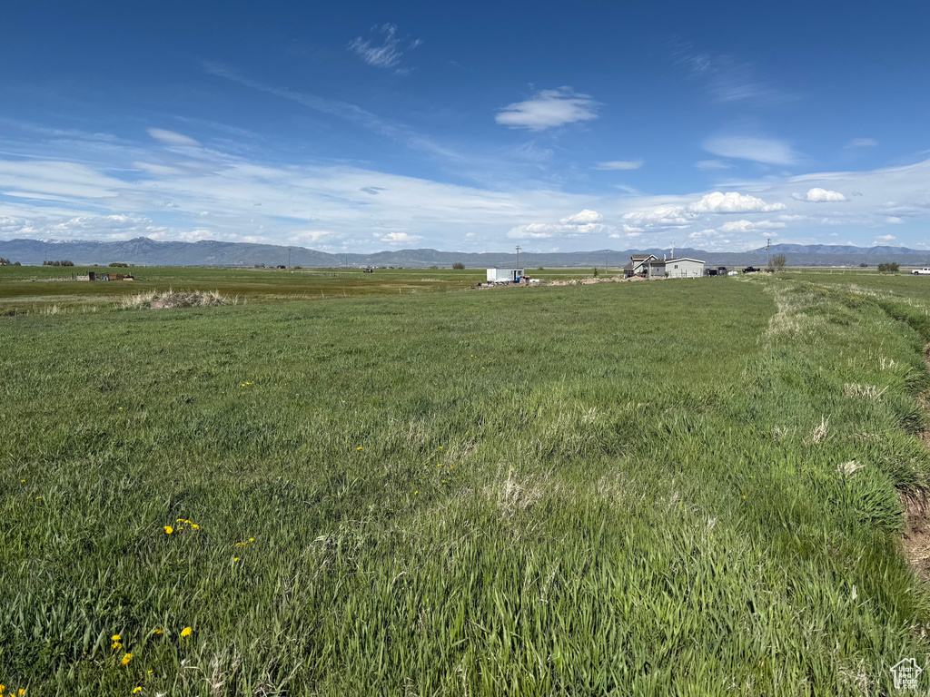 View of grassy yard with a view of rural / pastoral area and a mountain view