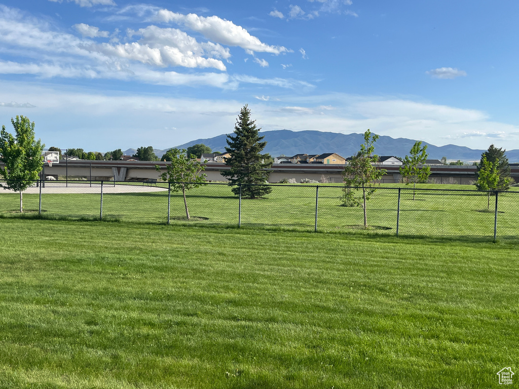 View of yard with a mountain view