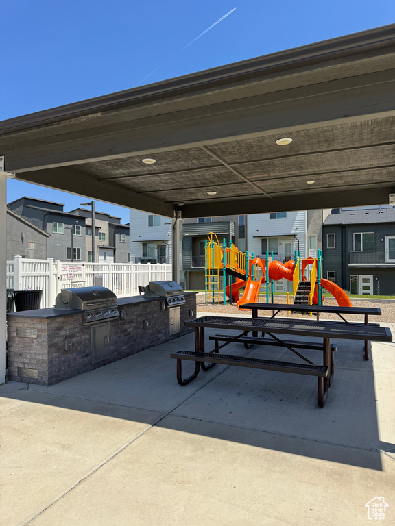View of patio featuring a residential view