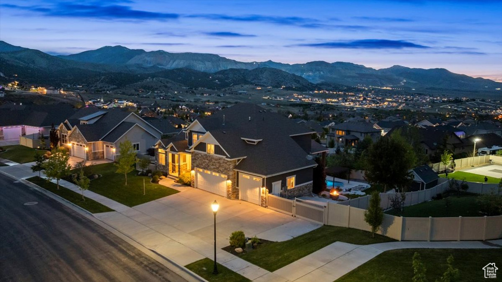 View of mountain background with nearby suburban area