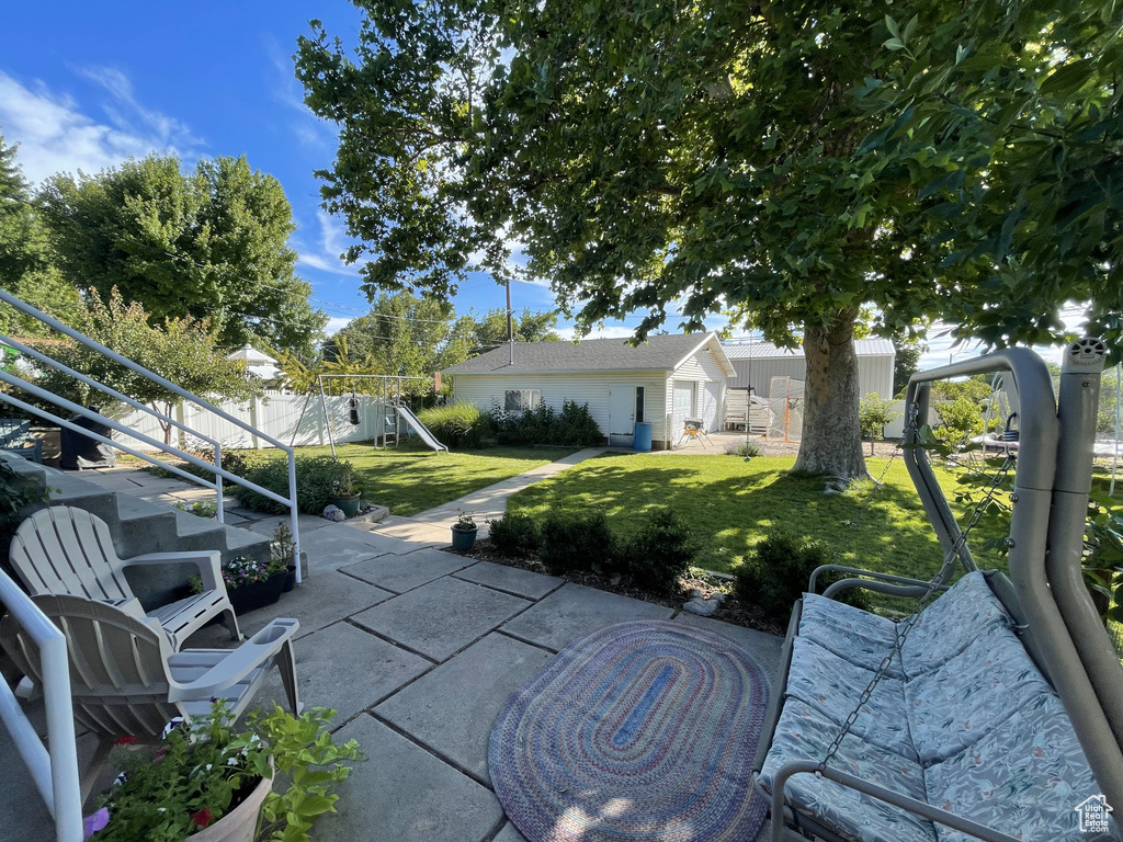 View of patio / terrace with a playground