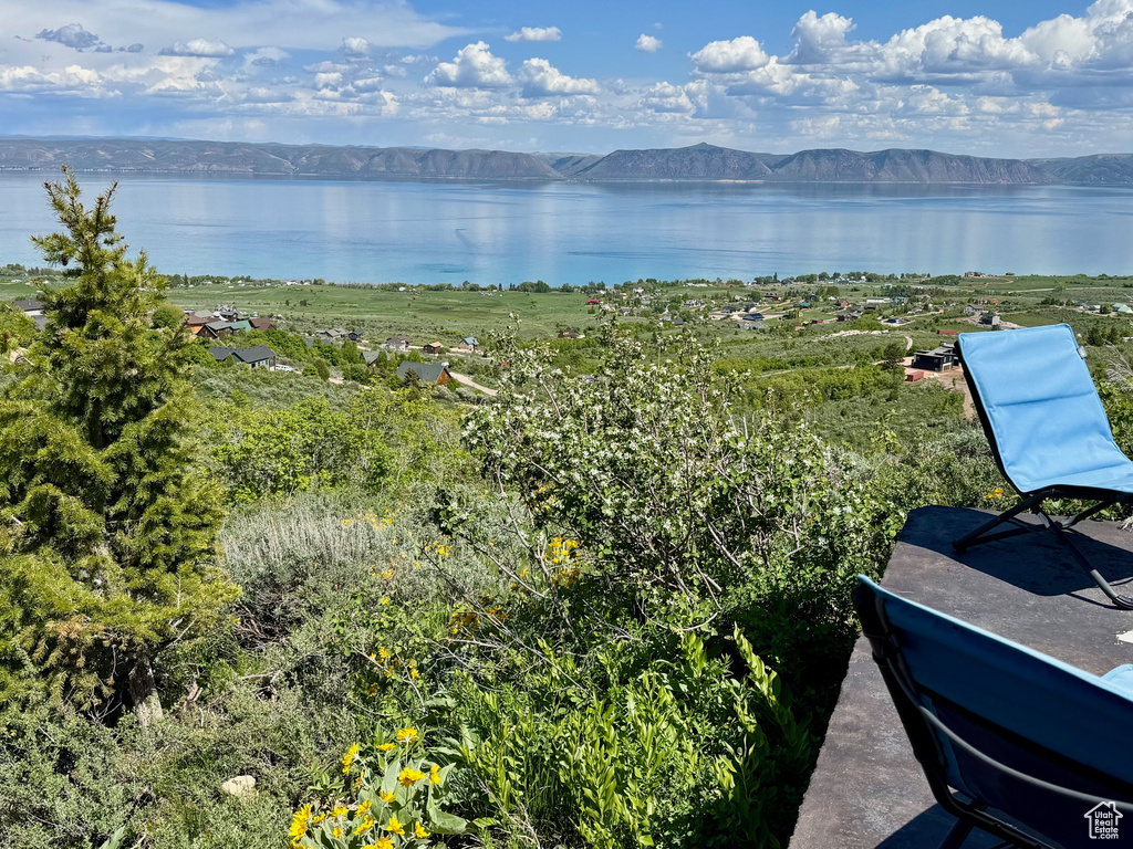 Water view featuring mountains
