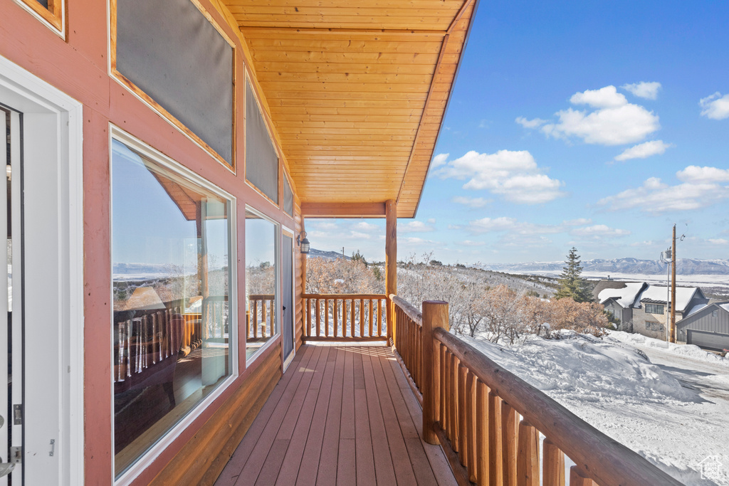 View of snow covered deck