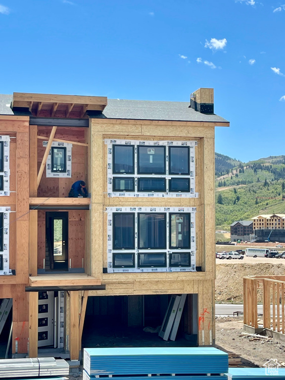 View of building exterior with a mountain view