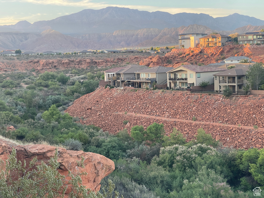 View of mountain background with nearby suburban area