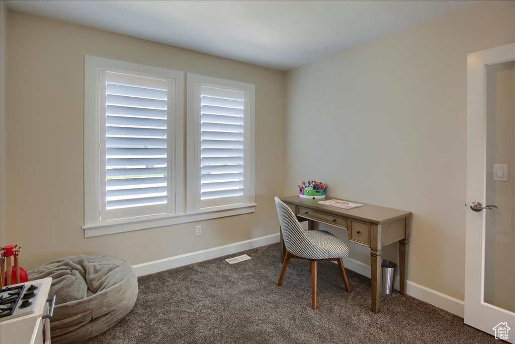 Office with carpet and baseboards