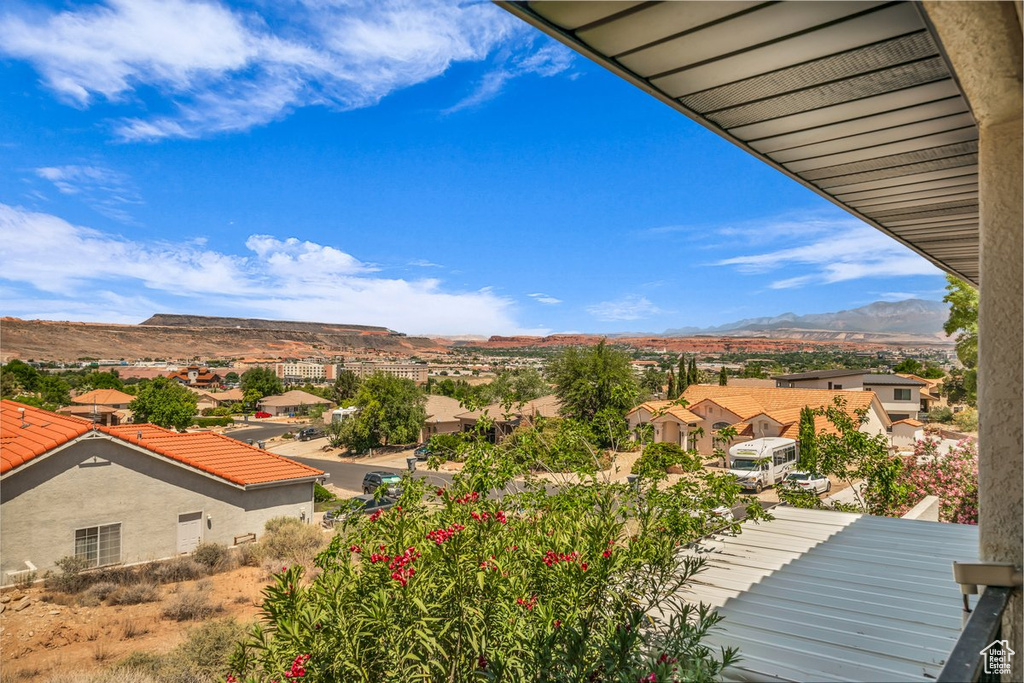 View of mountain background with nearby suburban area
