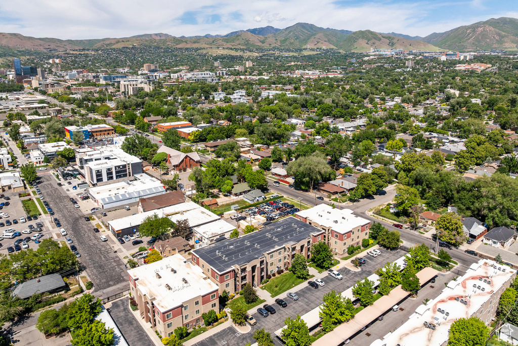Bird's eye view of a mountain backdrop
