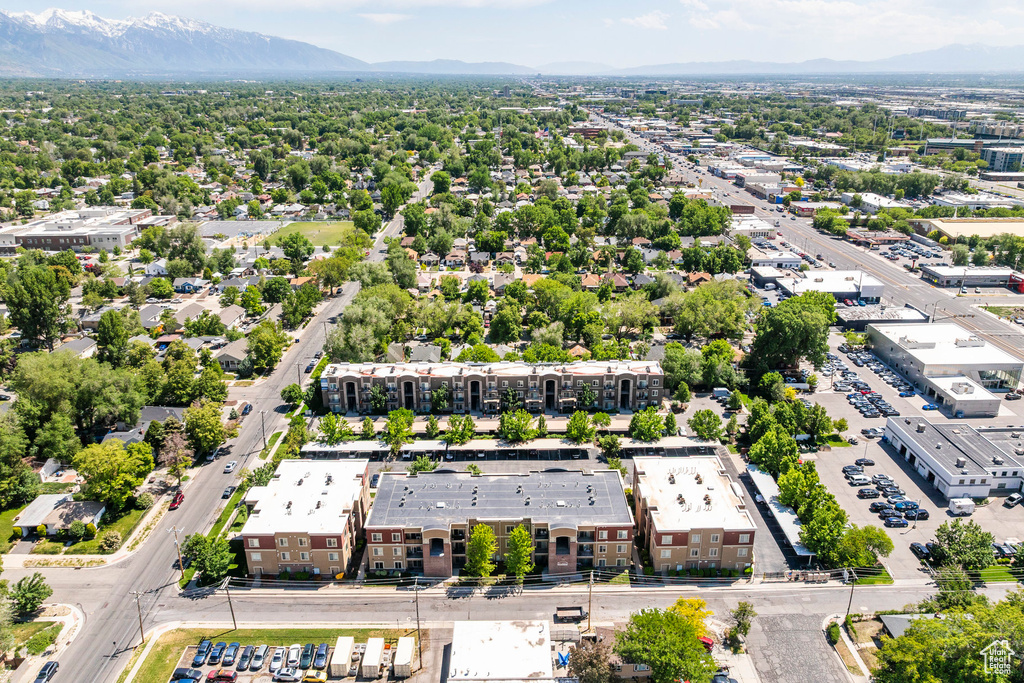Aerial view of a mountainous background