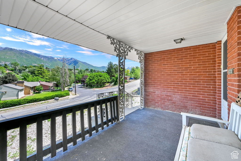Balcony with a mountain view