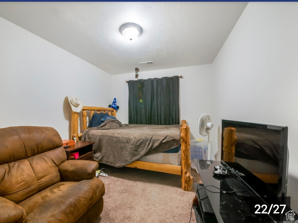 Bedroom with carpet floors