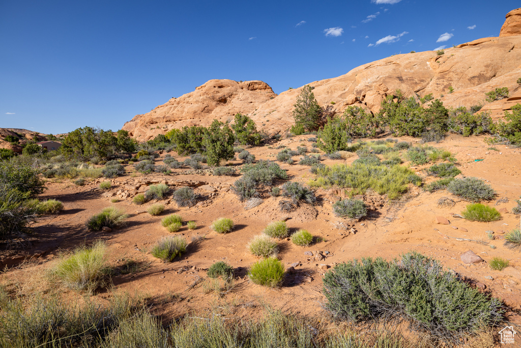 Mountain view featuring a desert landscape