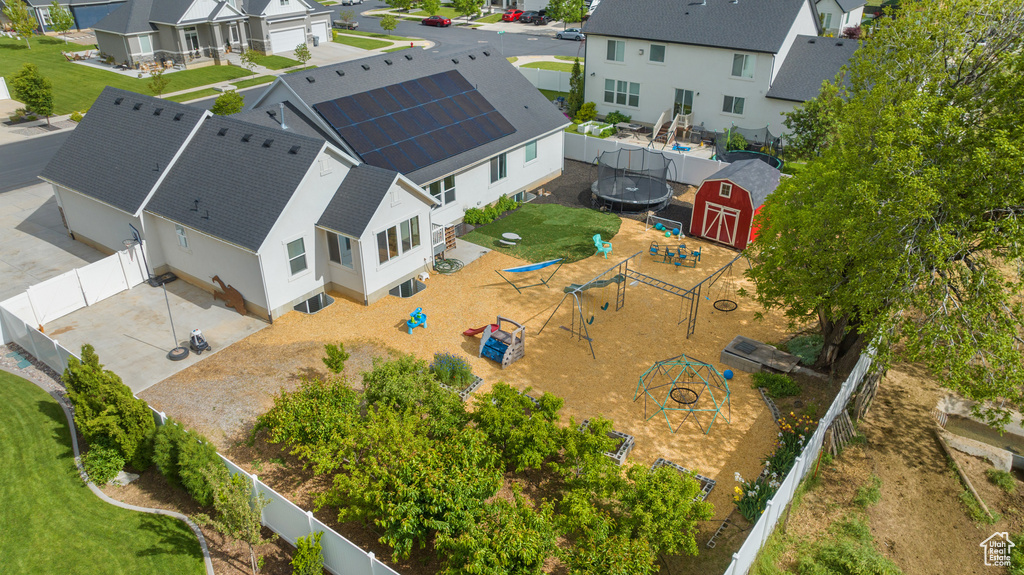 Aerial perspective of suburban area