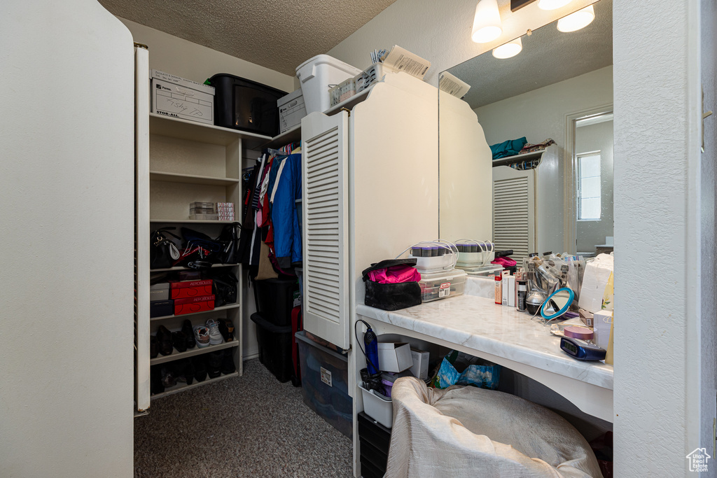 Walk in closet with carpet
