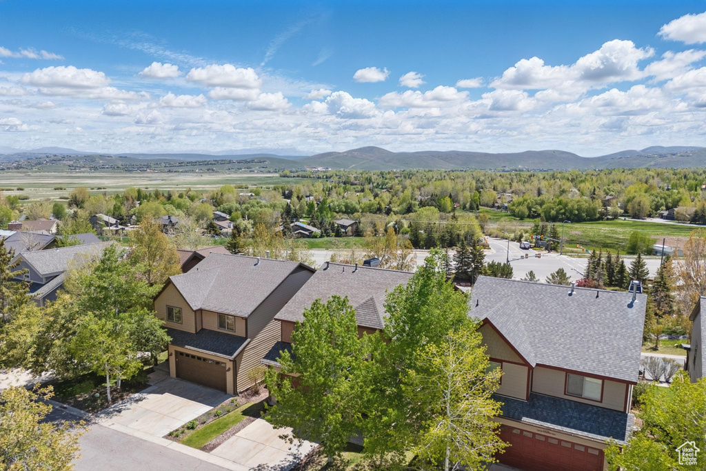 Aerial view of a mountain backdrop