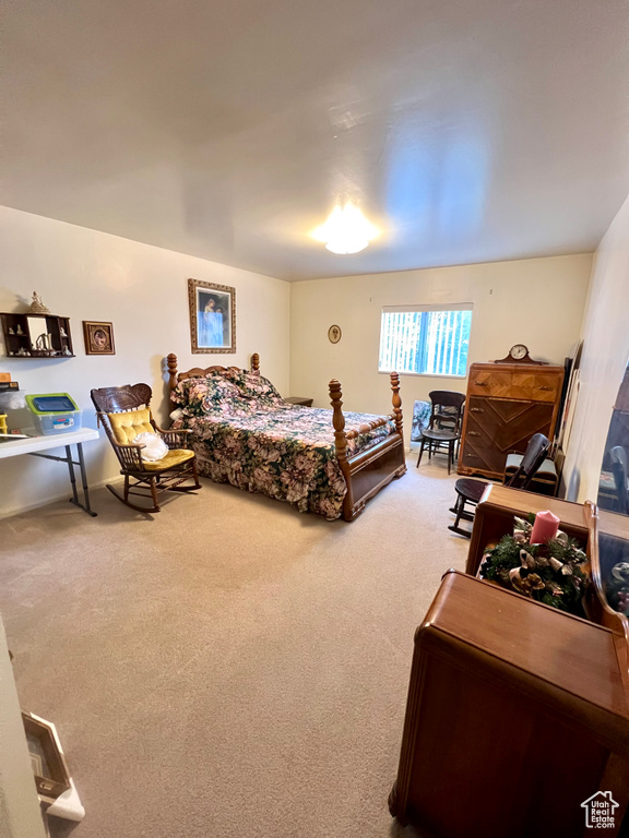 Bedroom with carpet
