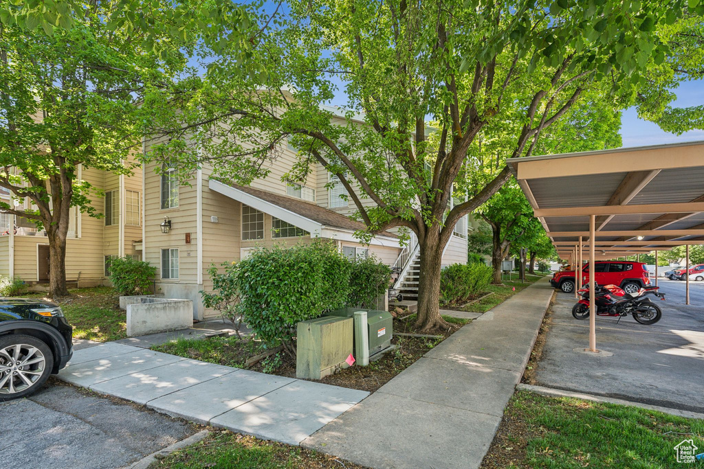 View of community featuring stairway