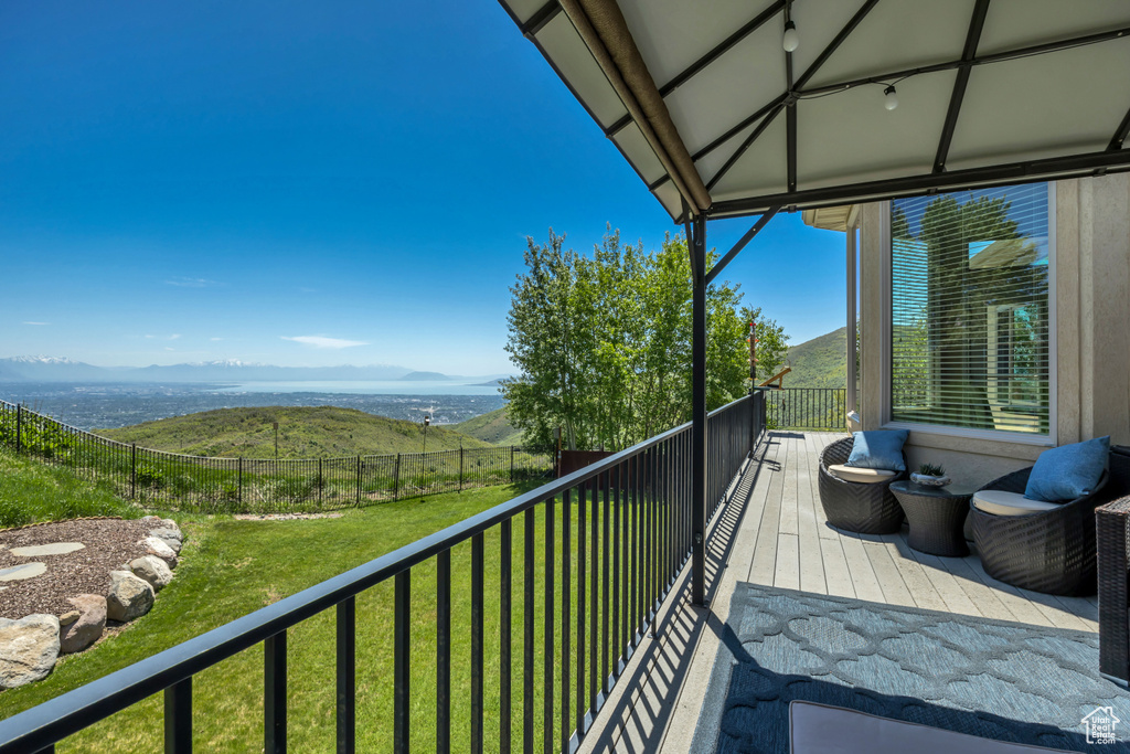 Balcony with a mountain view