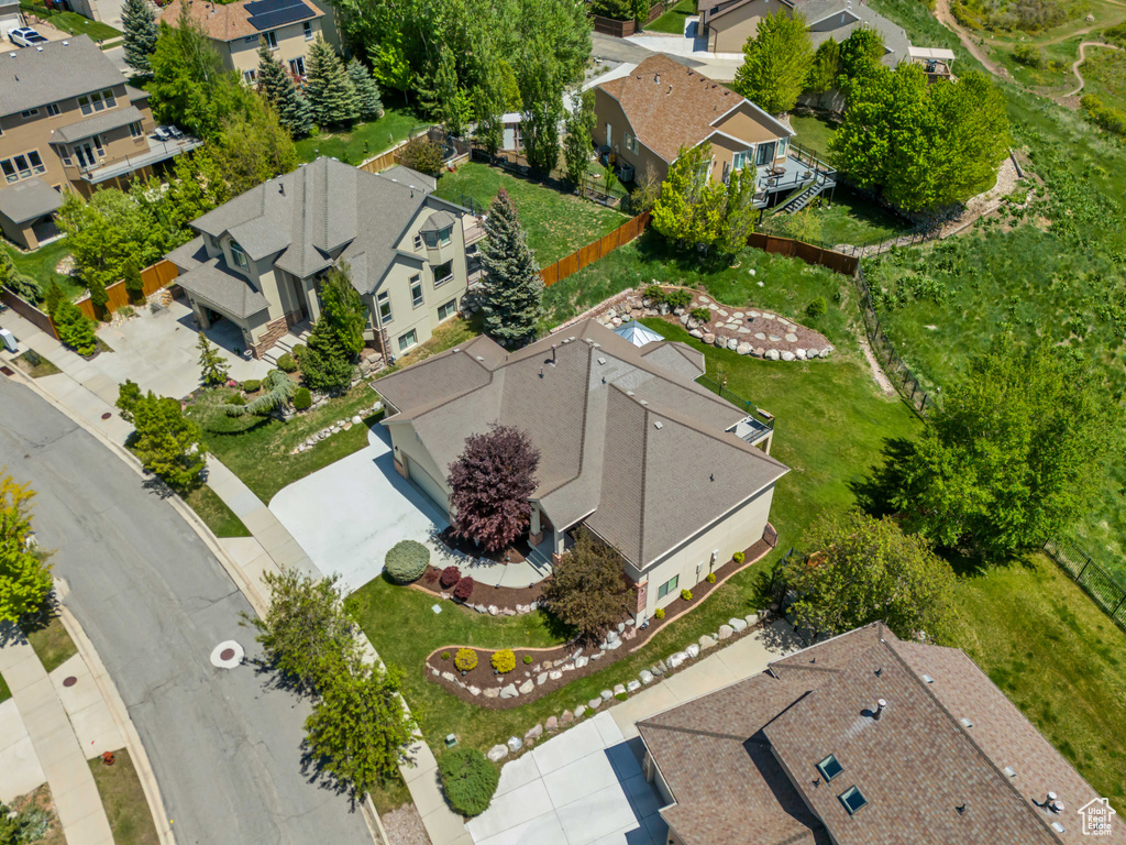 Aerial perspective of suburban area