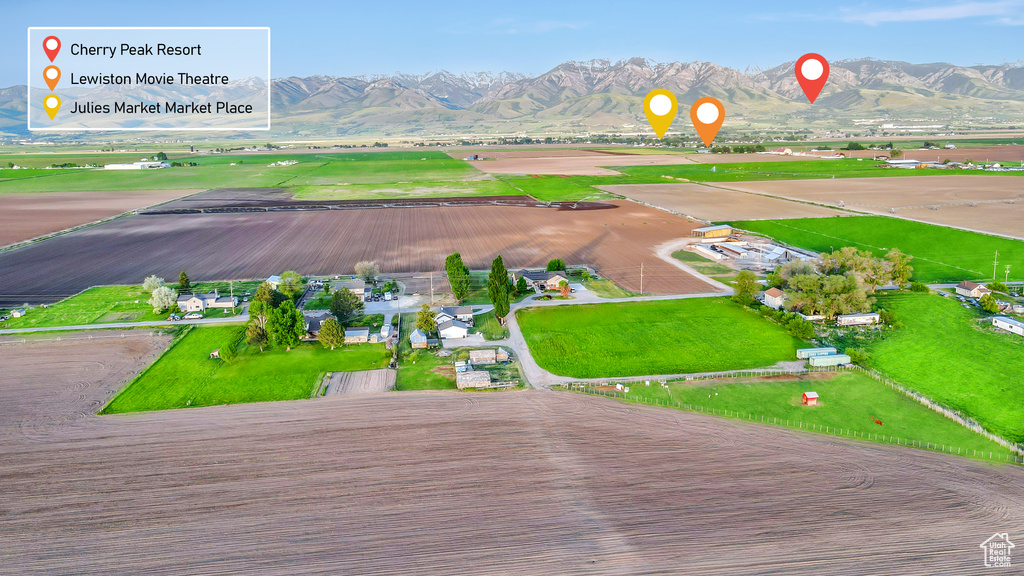 Bird\\\'s eye view of a mountainous background