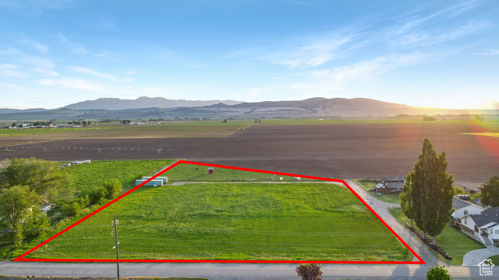 View of rural area with mountains and property parcel outlined