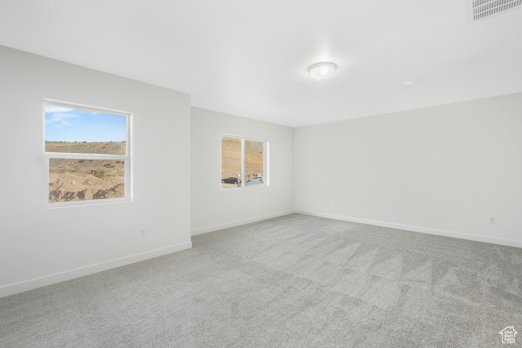 Carpeted spare room featuring healthy amount of natural light and baseboards