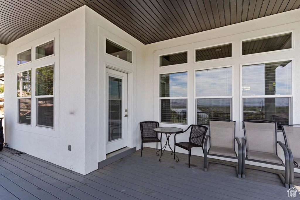 Wooden terrace with outdoor dining space