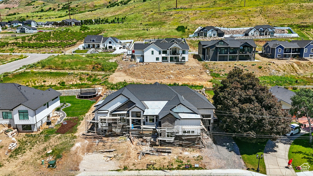 Aerial perspective of suburban area