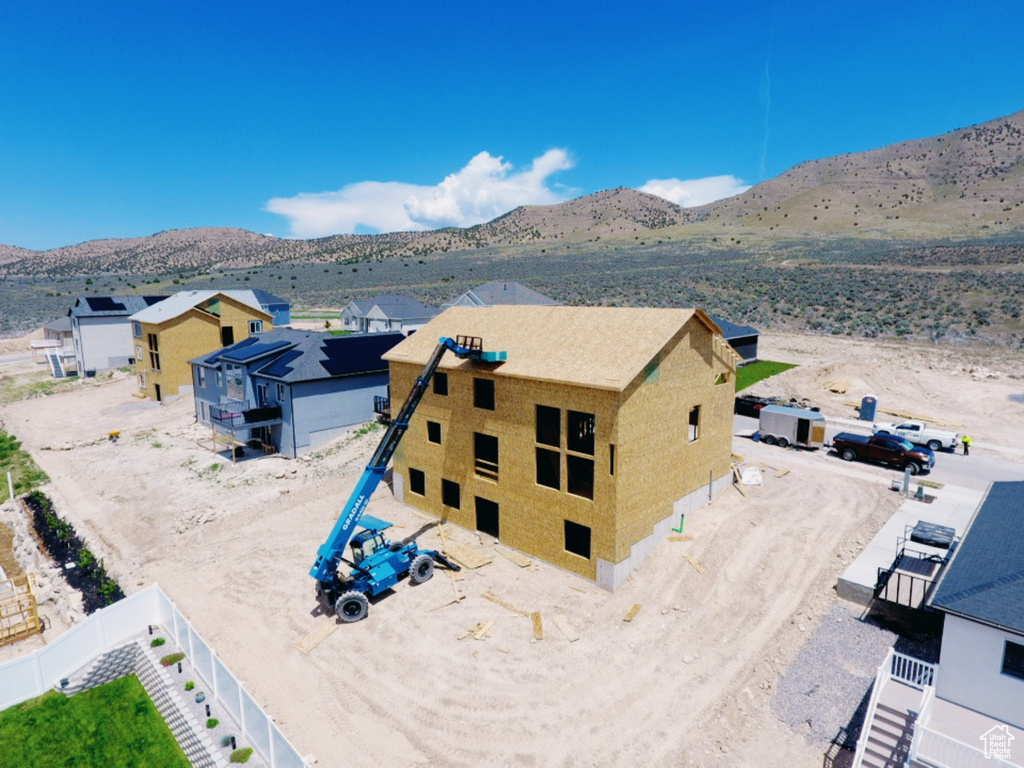 View from above of property featuring mountains