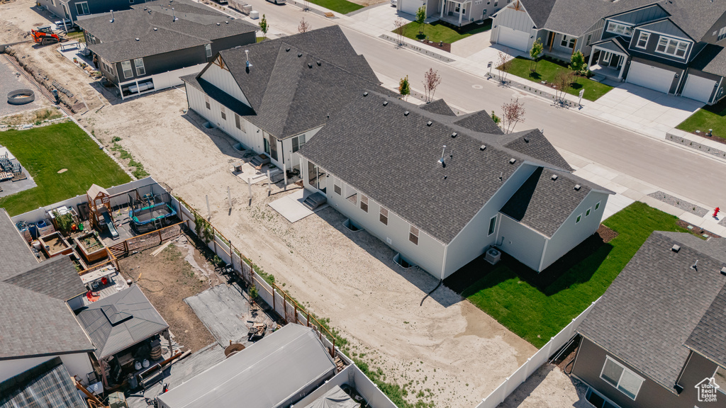Aerial perspective of suburban area
