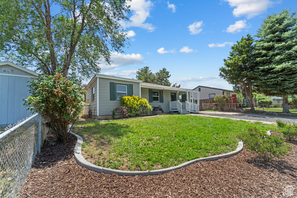 View of front of property featuring covered porch