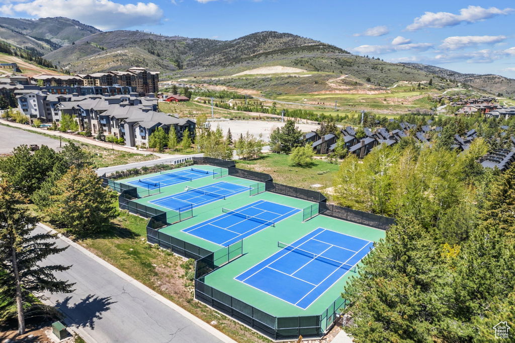 Aerial view of a mountainous background