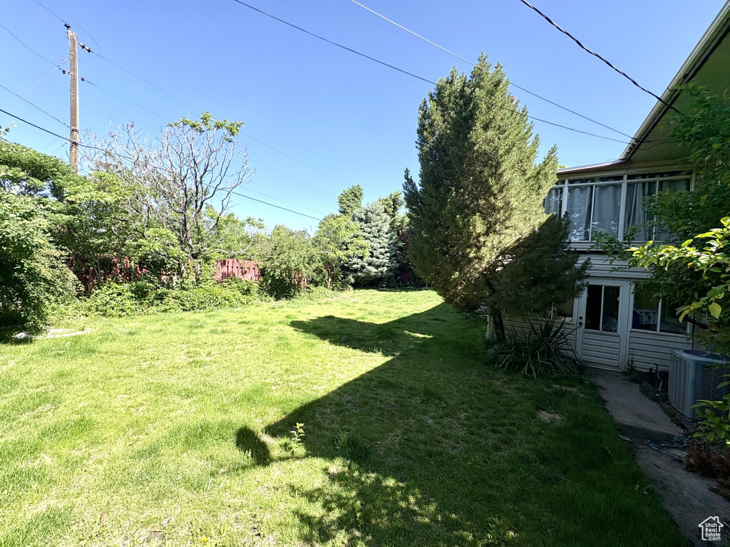 View of green lawn with central AC